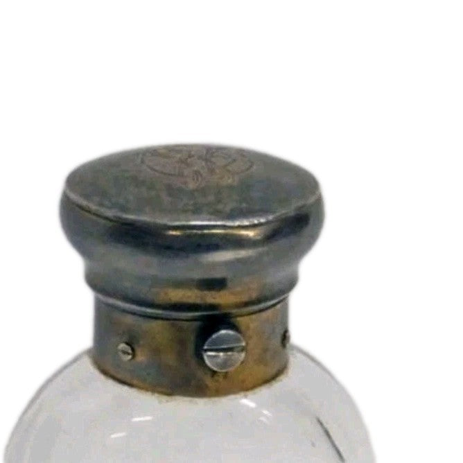 VICTORIAN SILVER GLASS SCENT BOTTLE BY ABRAHAM BROWNETT, LONDON 1865 81