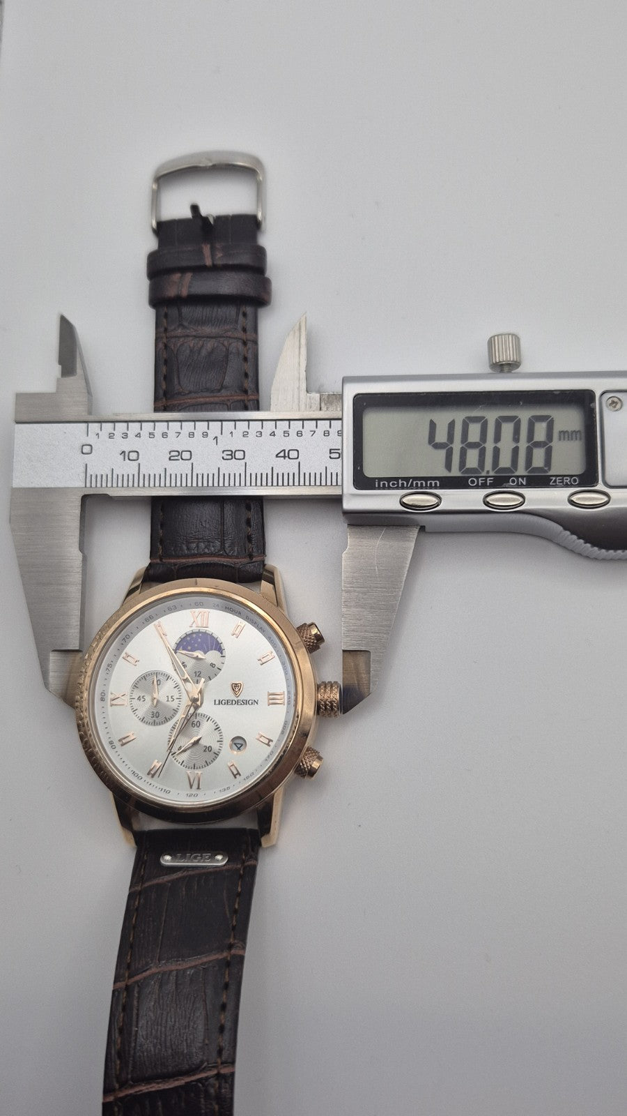 Lige Men's Quartz Watch Multifunction Chronograph Moon Phase Quartz Movement9
