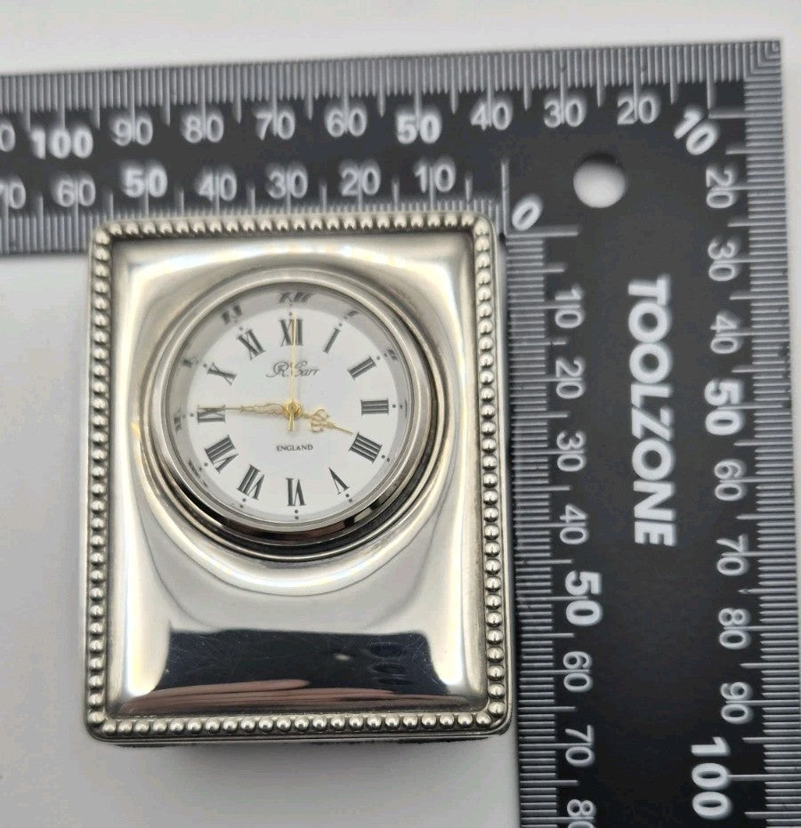 R. Carr hallmarked sterling silver desk clock featuring a classic beaded...17