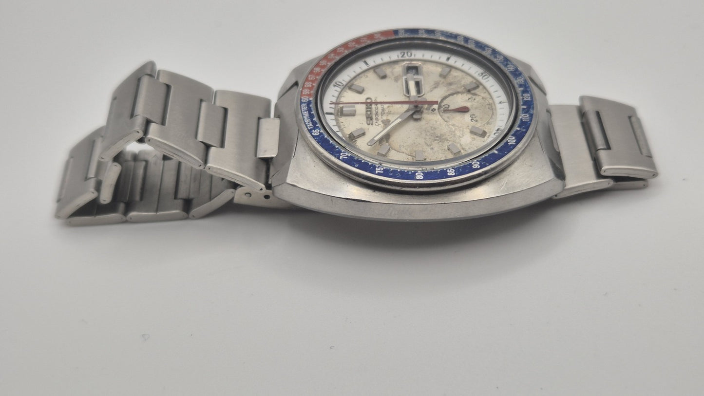 seiko 6139-6002 chronograph pogue.SILVER rare Original Dial 22