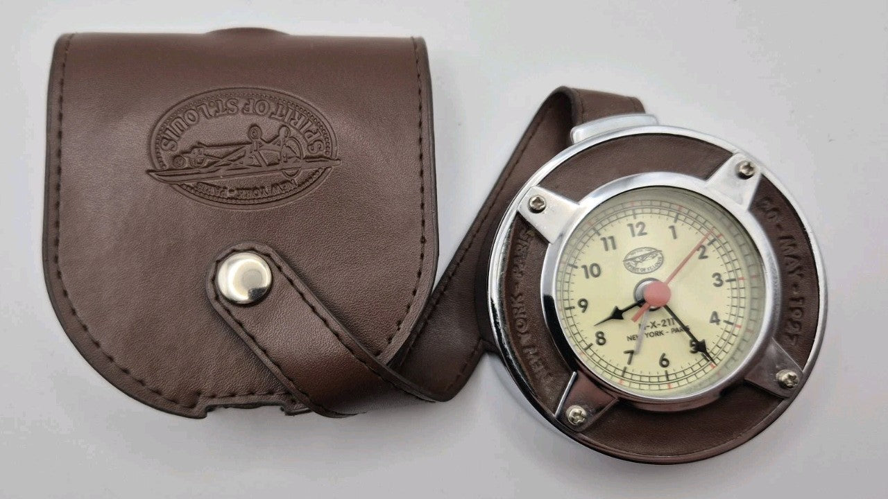 Spirit Of St.Louis Travel Leather and metal alarm clock9