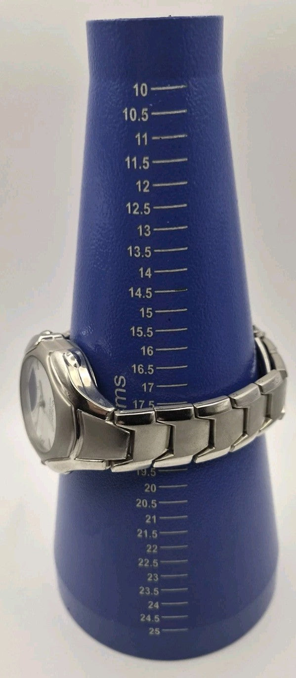 Mens Quemex quartz wristwatch with a silver-tone stainless steel case and...16