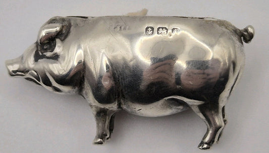 Antique Silver Pin Cushion Form Of A Pig Birmingham1