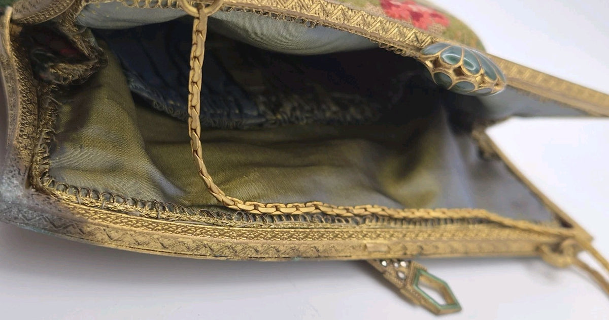 Antique needlepoint or petit point tapestry handbag6