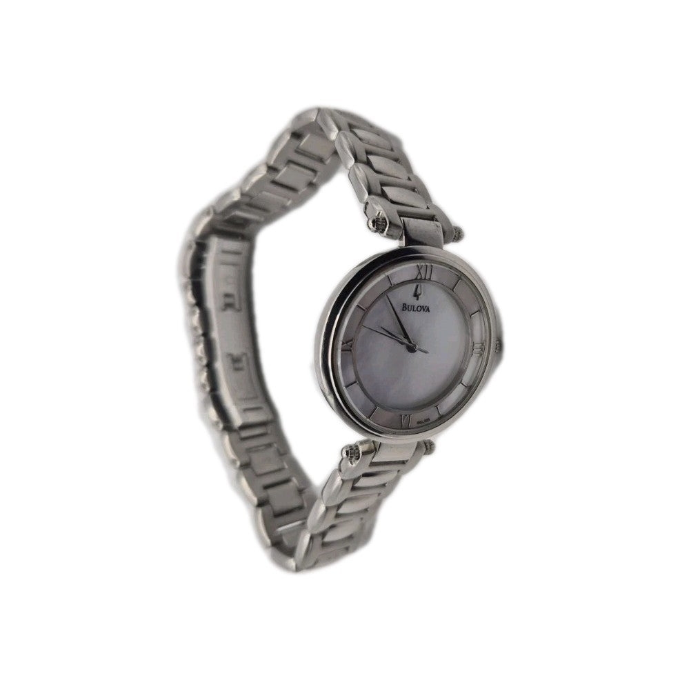 Ladies Bulova Dress Watch 96L185 Pearl Dial Steel 7