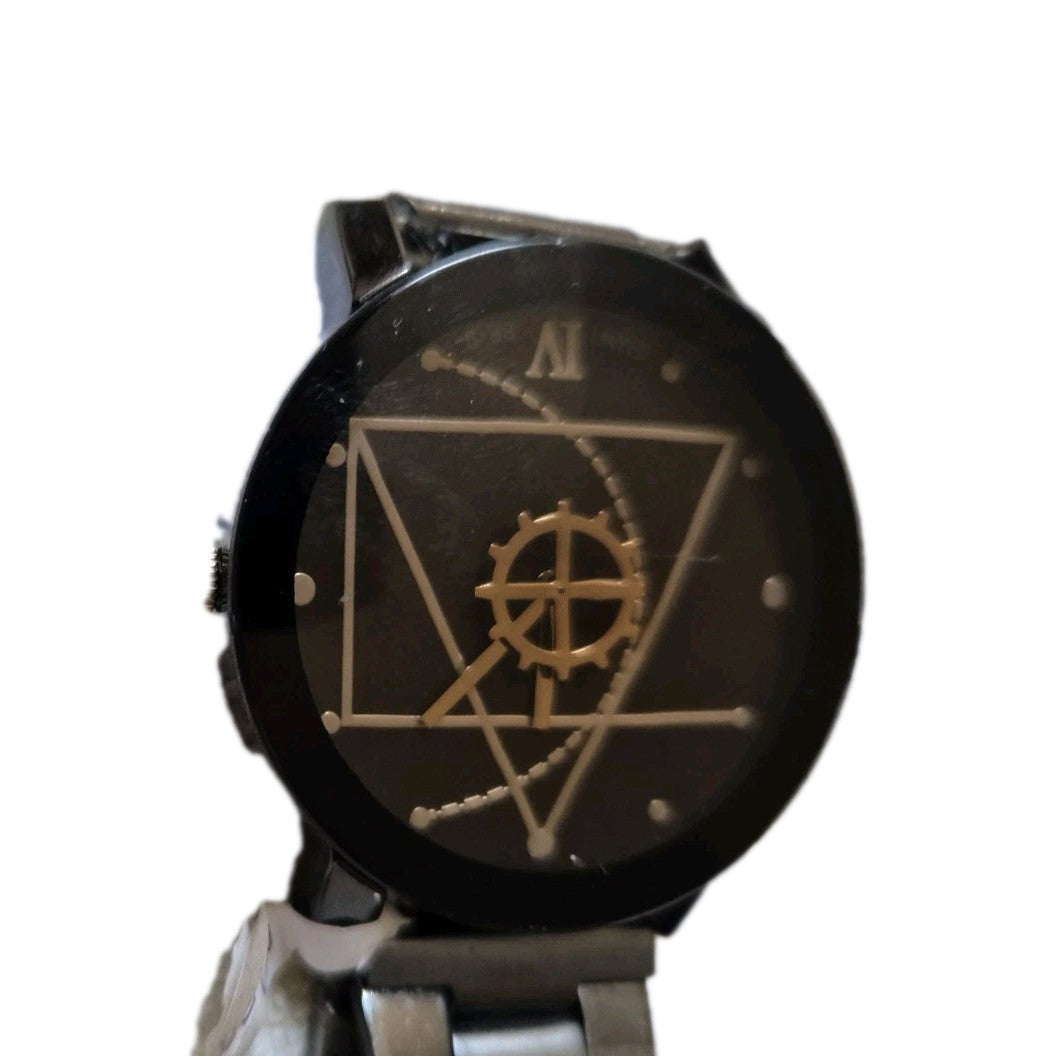 Geometric Designed JWH Black/Gold Tone Faceted  Watch5