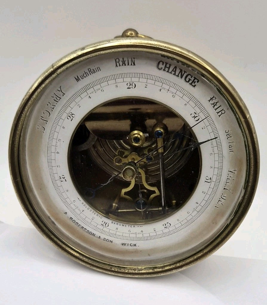 antique brass barometer byA. Robertson & Son, Wick0