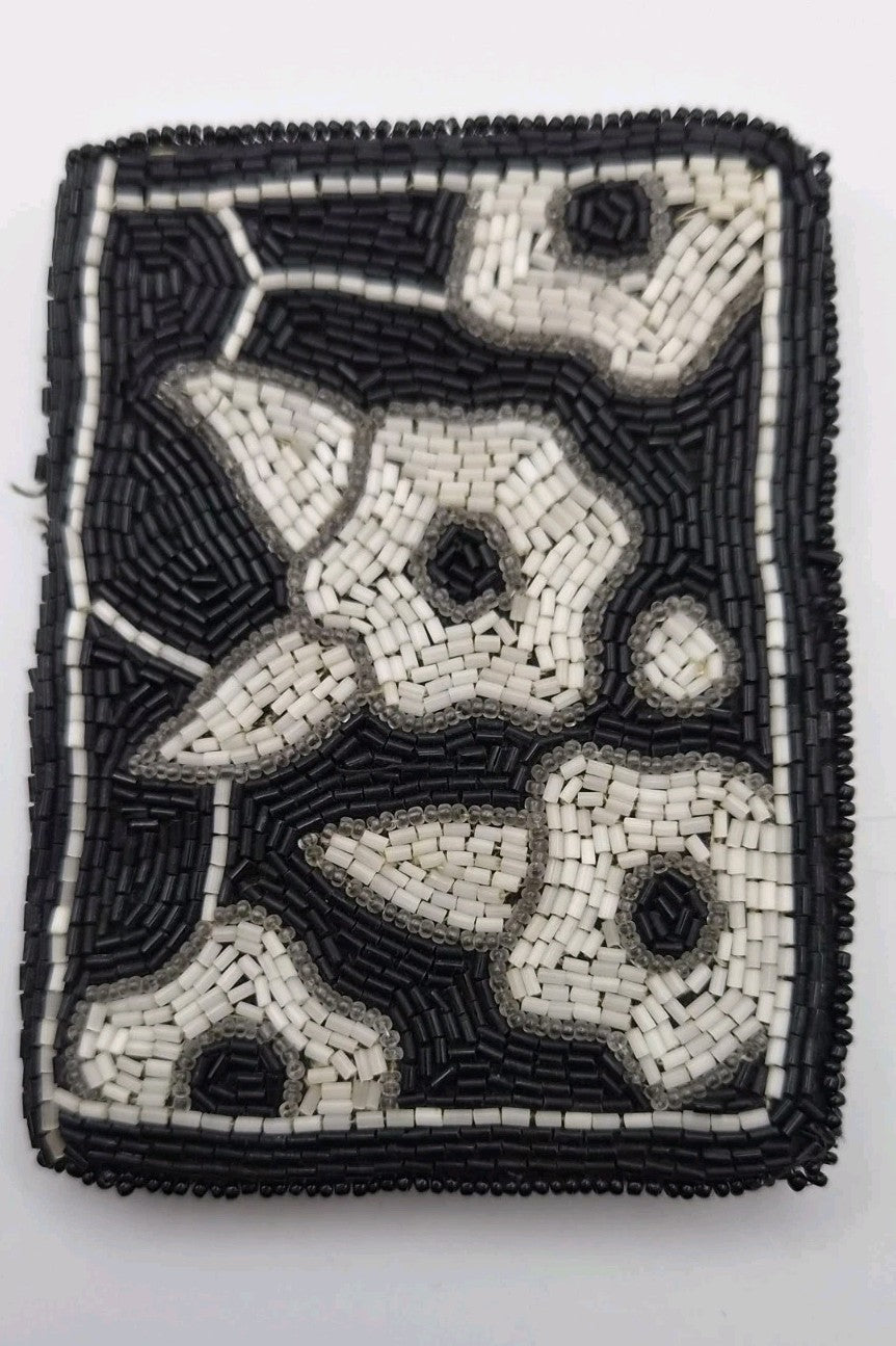 vintage black-and-white seed-beaded coin purse0