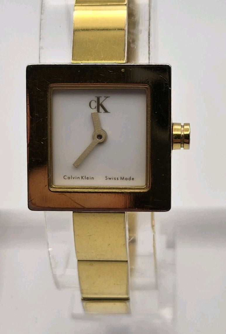 1990s Calvin Klein Swiss Made Square Quartz Watch Stainless Steel CK1