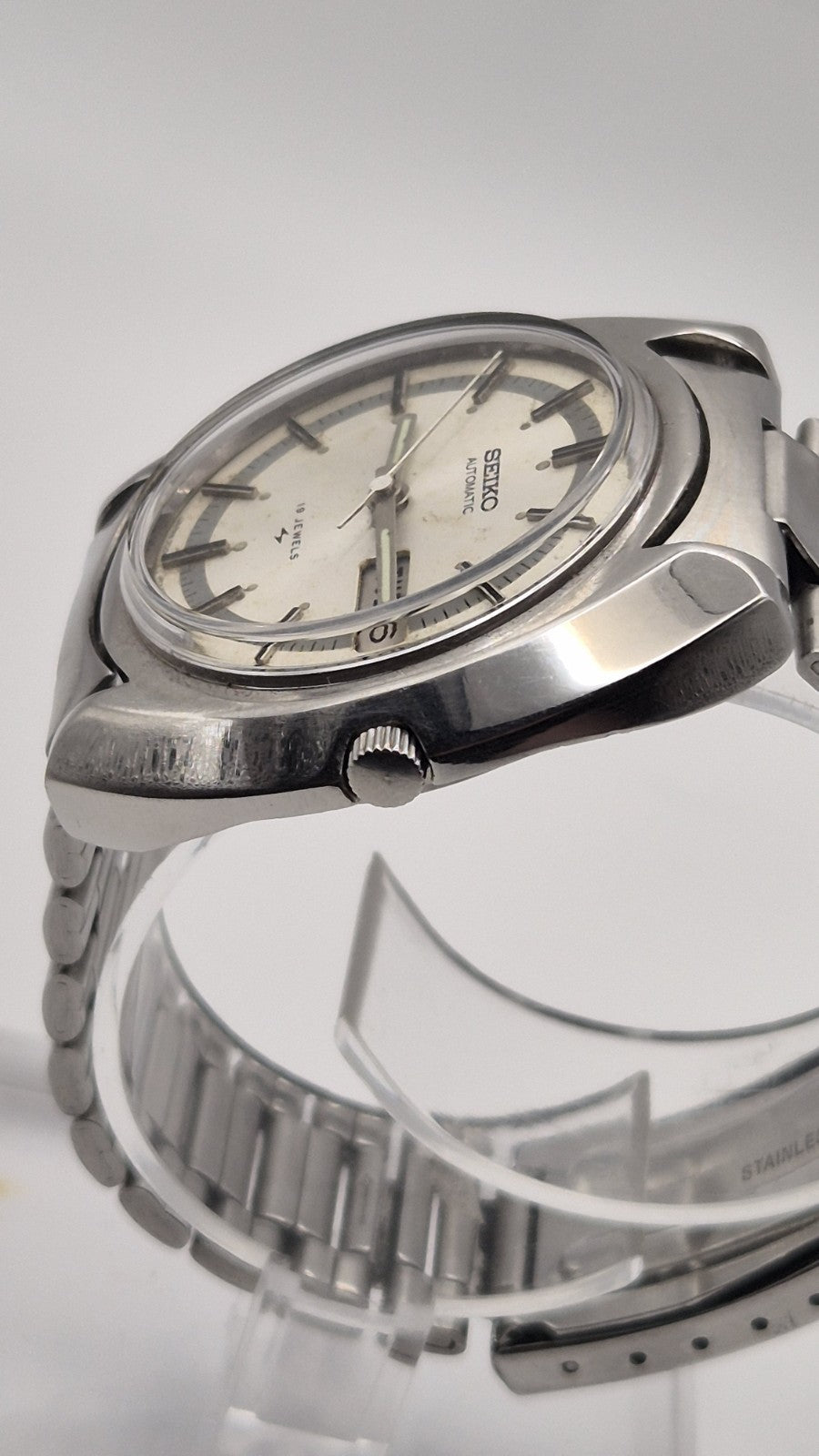 Vintage Seiko Automatic 7006 8040 Day Date Silver Dial – 19J – Japan7