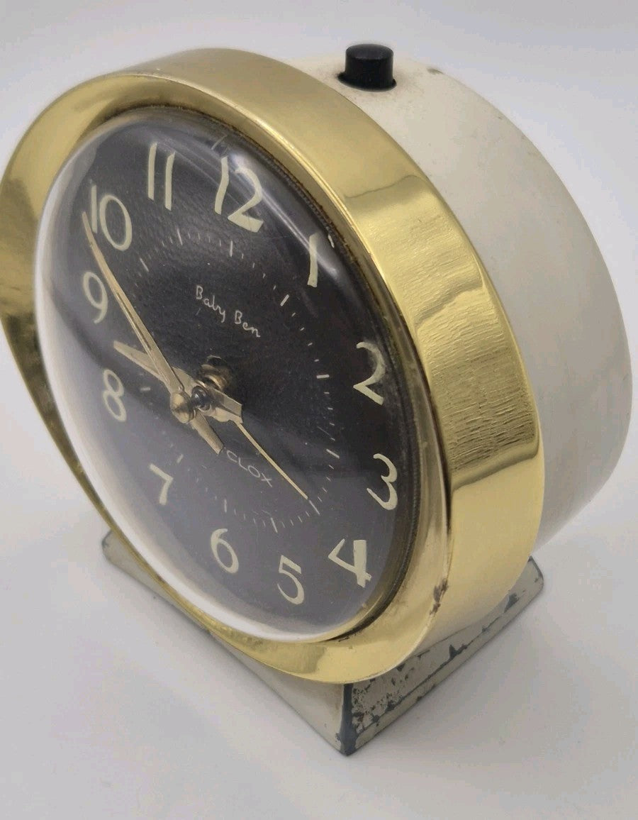 Westclox BIG BEN Alarm Clock Black & White Bronze Colour 1960s Working4
