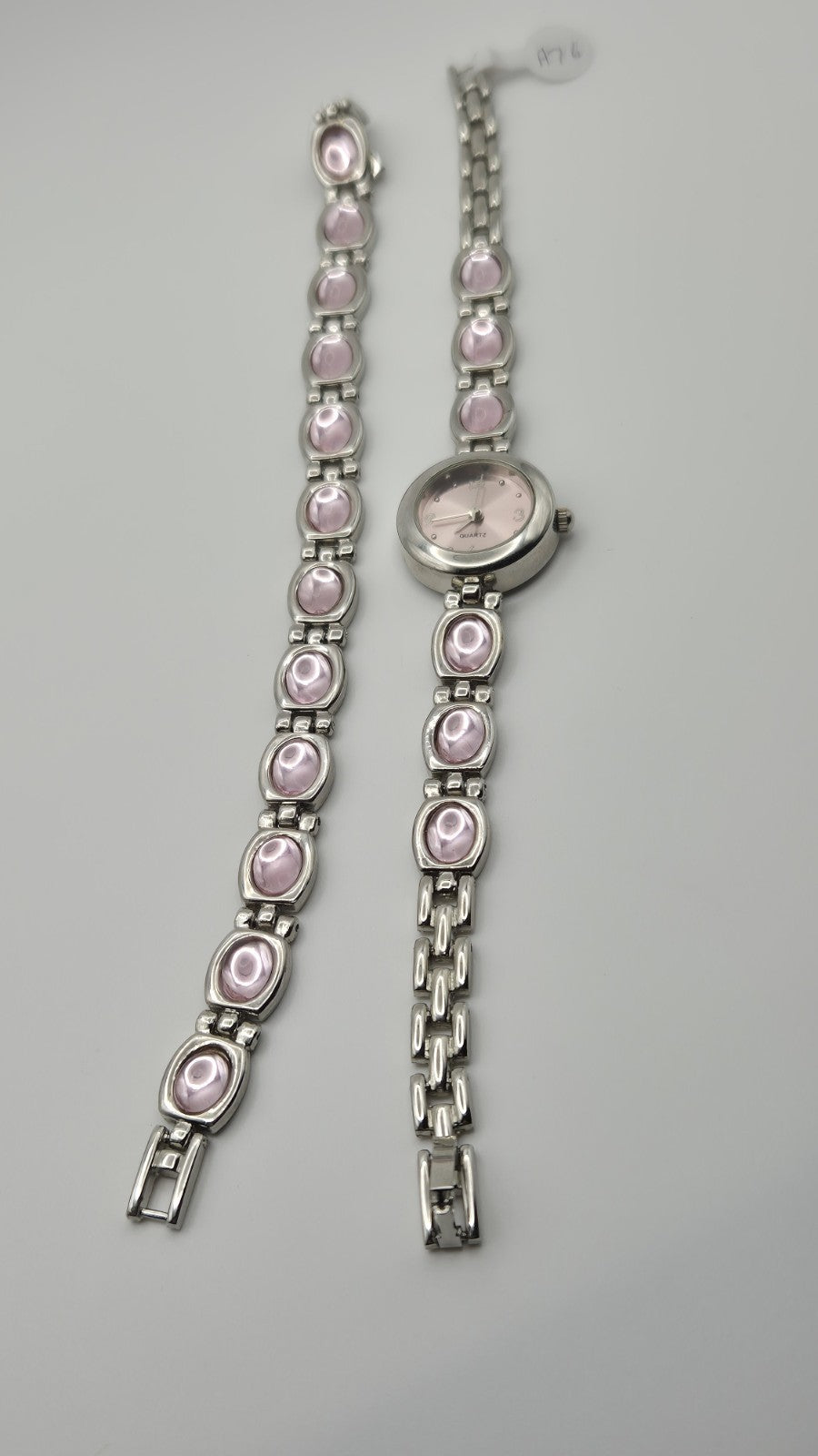 Ladies QUARTZ WRISTWATCH WITH PINK STONE STRAP AND MATCHING BRACELET IN A...14