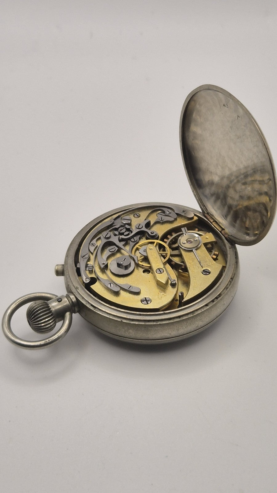 Stauffer & Co. split seconds military pocket stopwatch, signed SS&Co, Serial...17