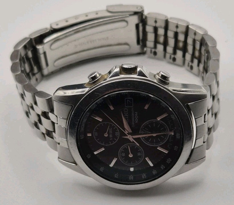 Seiko Chronograph 7T92 0LH0 Black Dial Tachymeter Quartz Men's Watch5