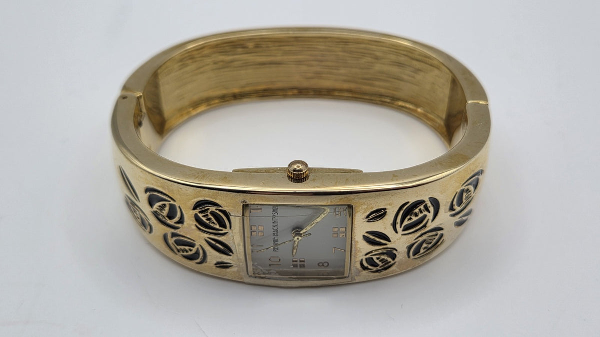 Vintage Ladies  Charles Rennie Mackintosh Gold Tone Enamel Bangle Watch2