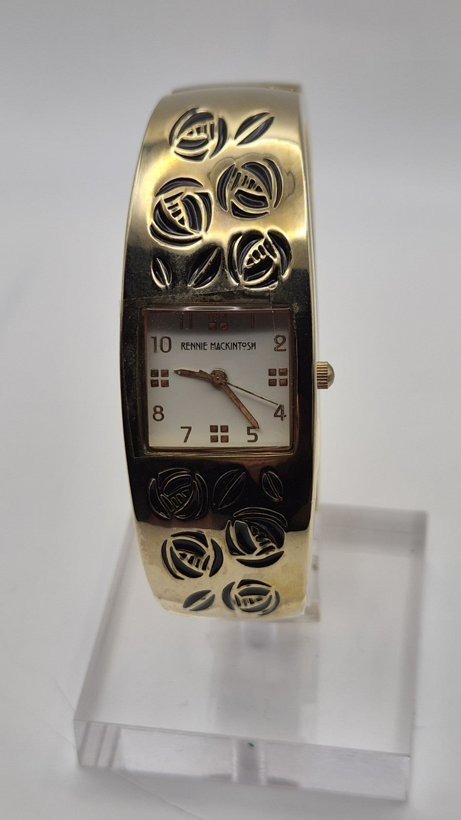 Vintage Ladies  Charles Rennie Mackintosh Gold Tone Enamel Bangle Watch5