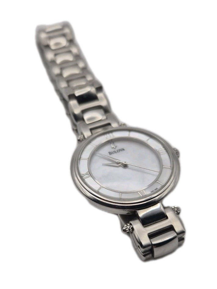 Ladies Bulova Dress Watch 96L185 Pearl Dial Steel 3