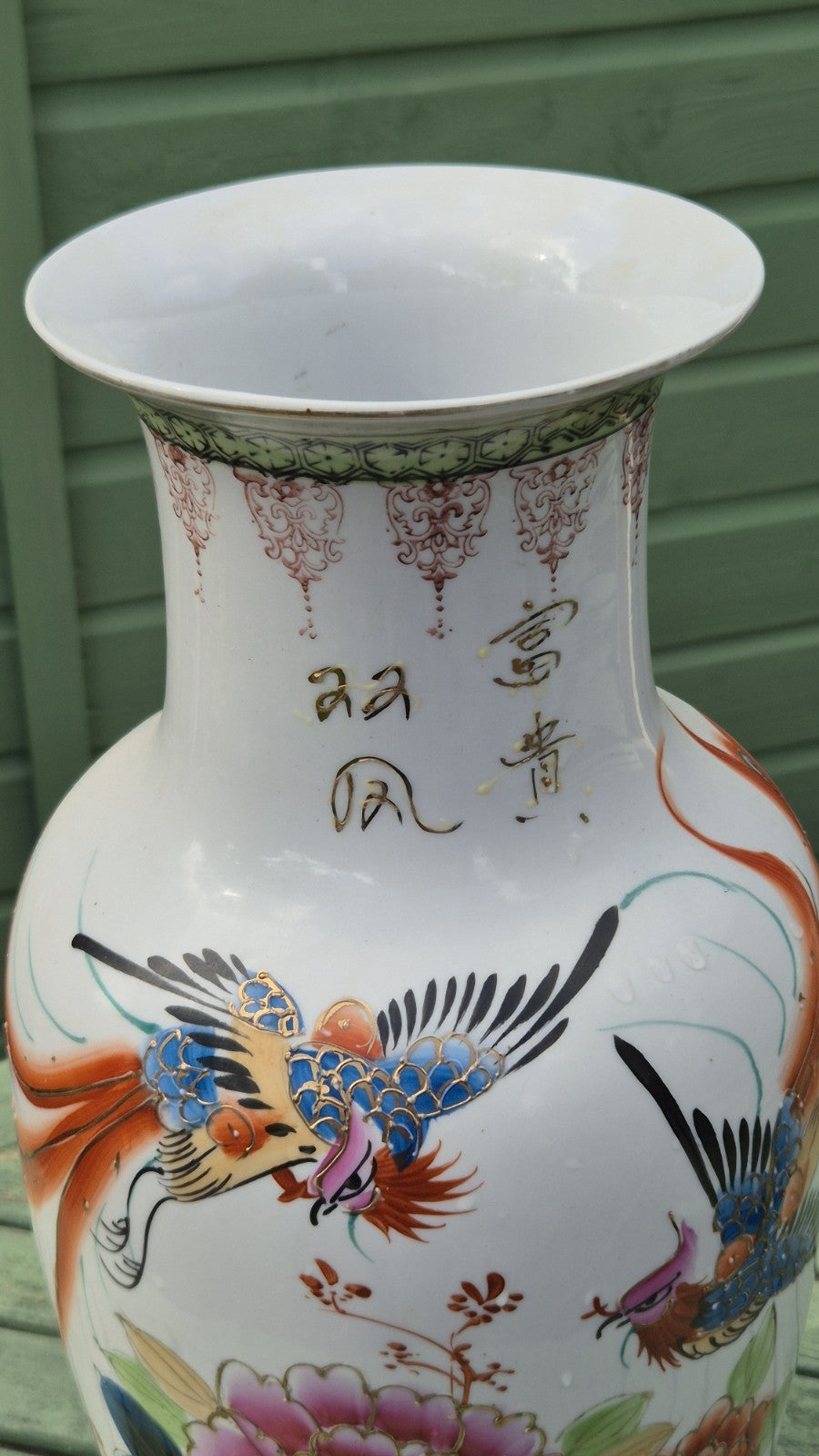 Chinese porcelain baluster style vase featuring a colorful bird of paradise5