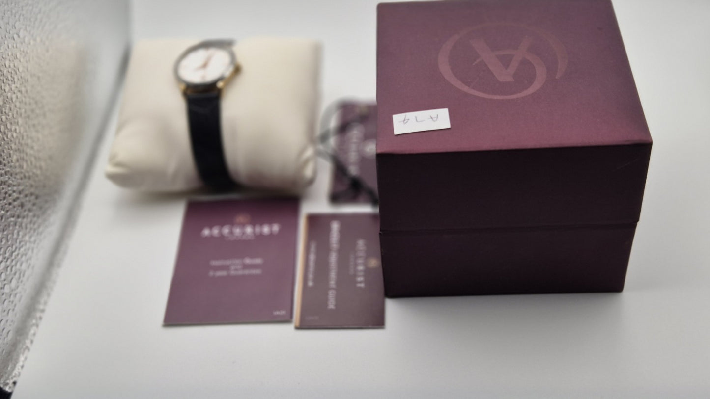 Accurist Ladies Classic Date wristwatch model 8073 with a white dial and...10