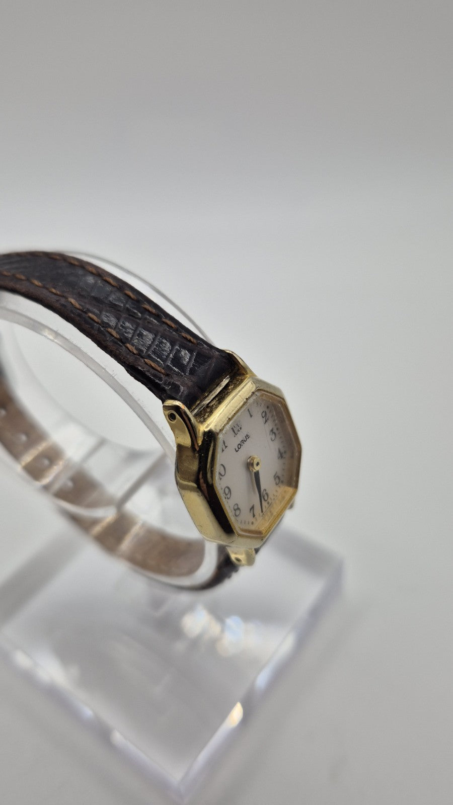 Ladies Lorus Octagonal Watch With Dark Brown Strap10