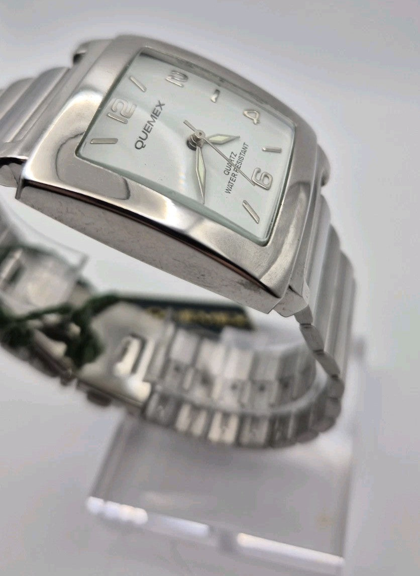 BNWT Quemex quartz Mens watch featuring a silver tone rectangular case and...3