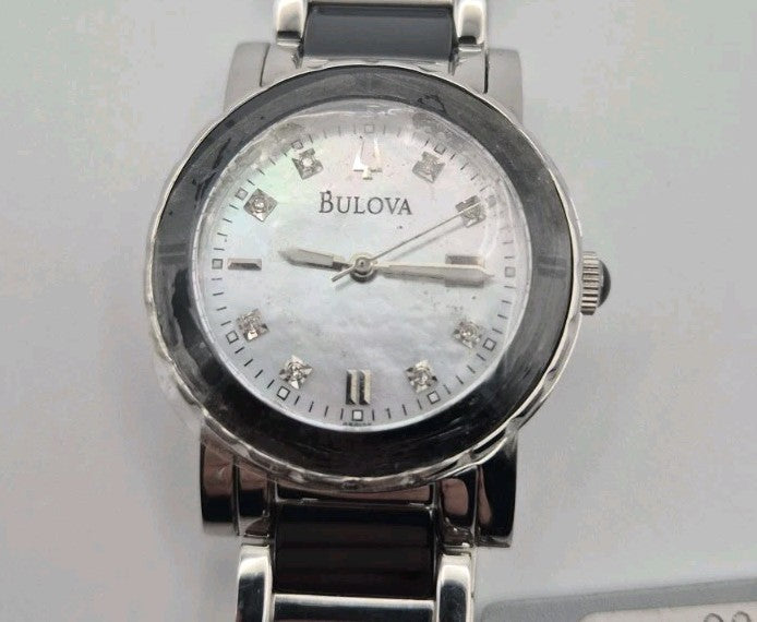 Bulova Diamond 98P122 women's watch featuring a white motherofpearl dial,...1