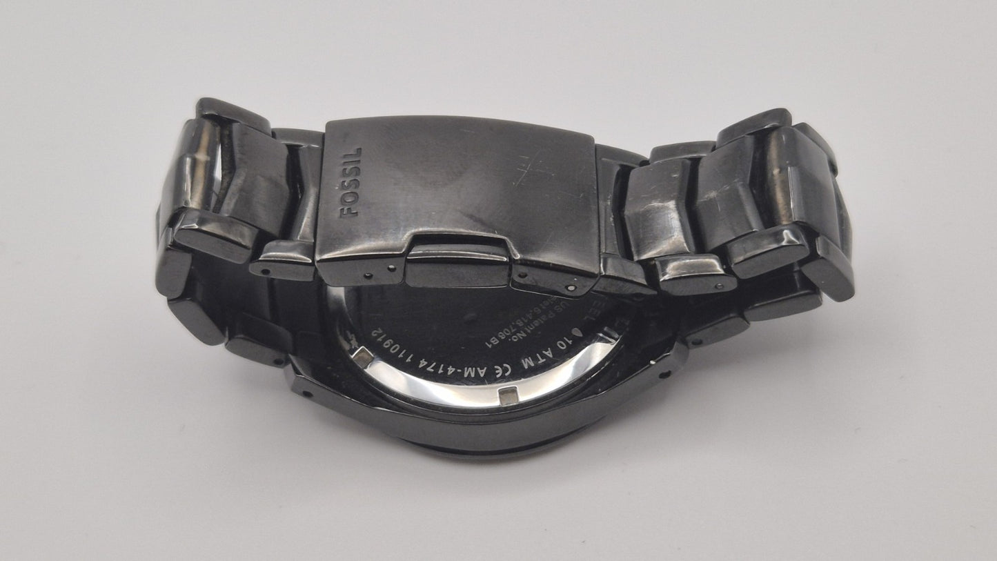 Fossil Men AM4174 Fashion Date Black Stainless Steel Quartz Watch5