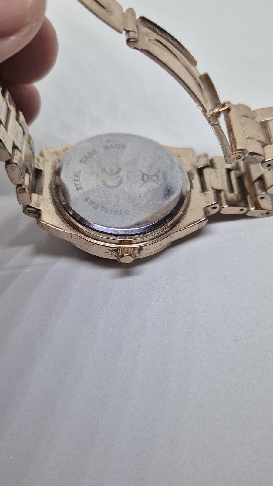 Rose Gold Tone Round Case Link Stainless Steel Band Watch8