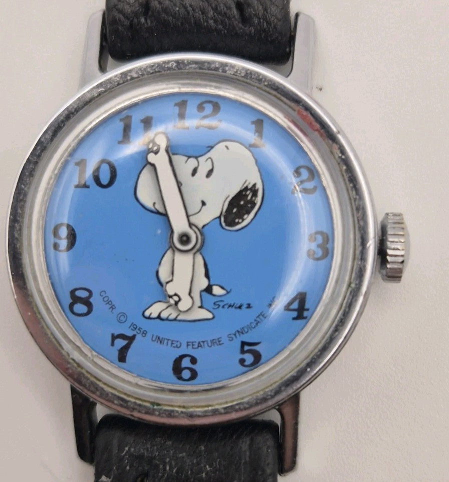 Timex 1958 Snoopy Hand Wind Watch Working0