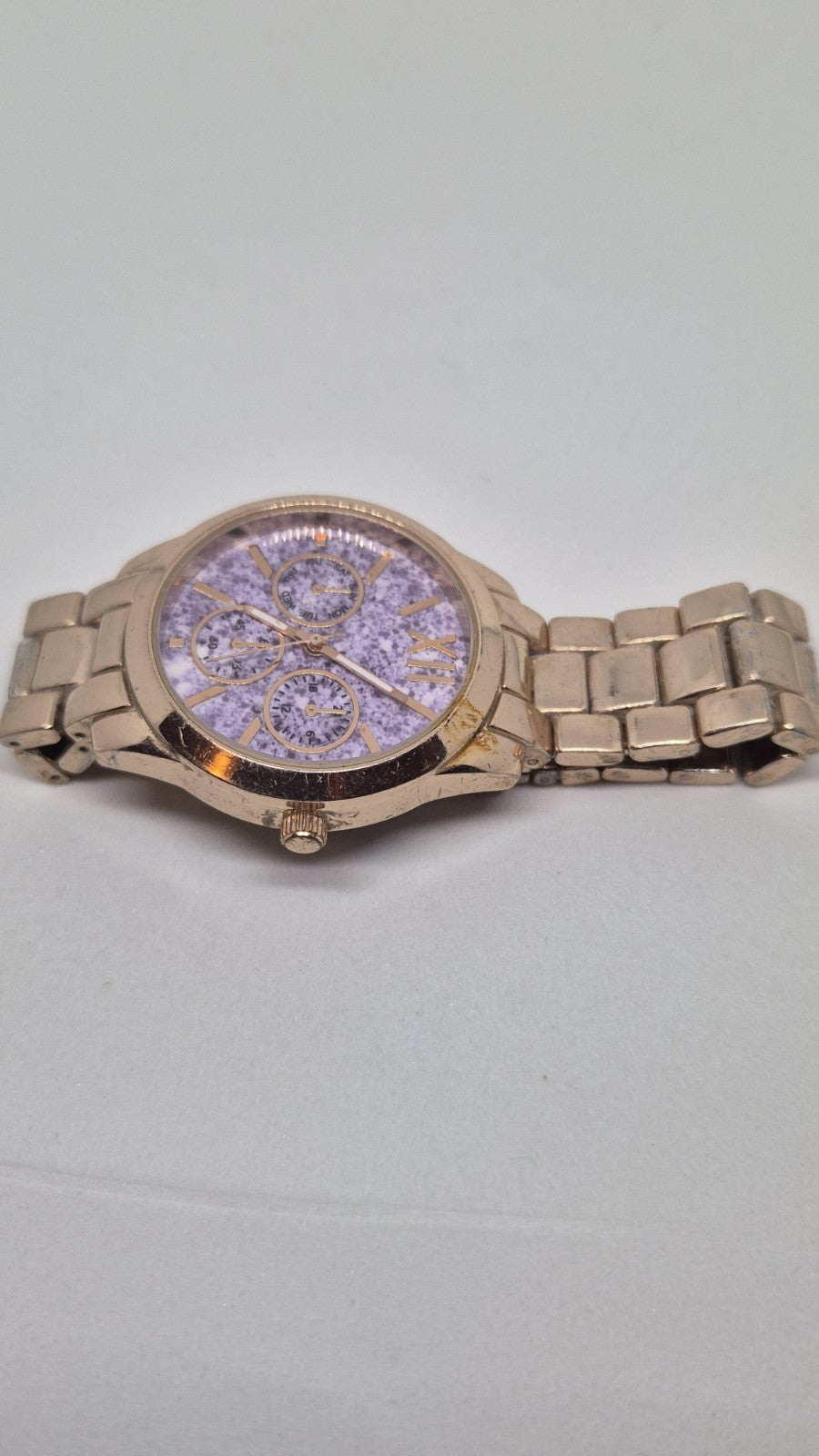 Rose Gold Tone Round Case Link Stainless Steel Band Watch2