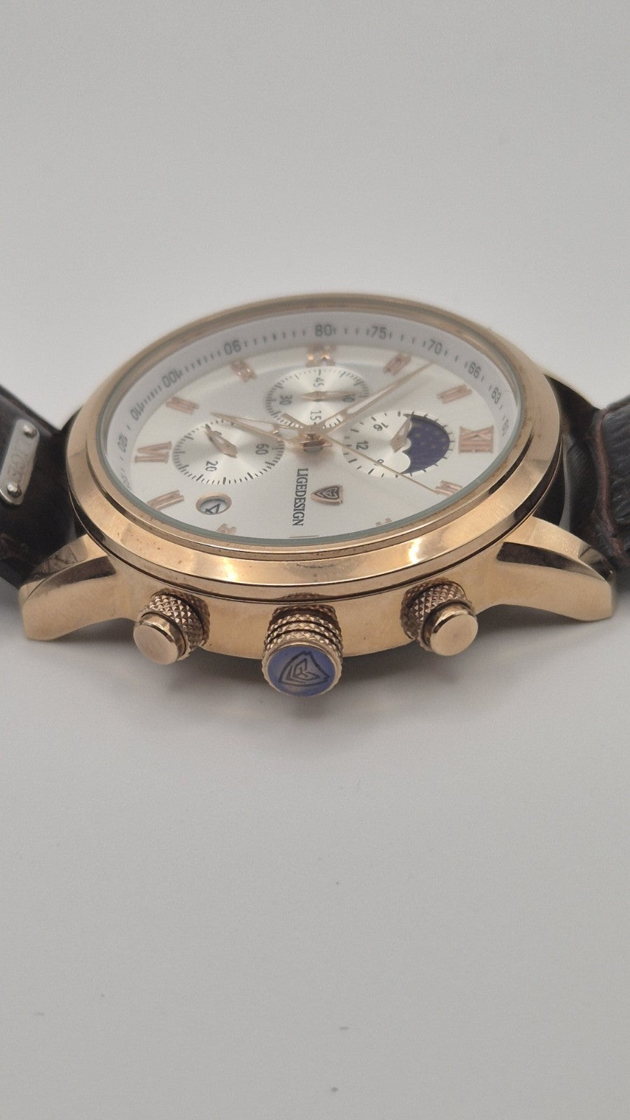 Lige Men's Quartz Watch Multifunction Chronograph Moon Phase Quartz Movement2