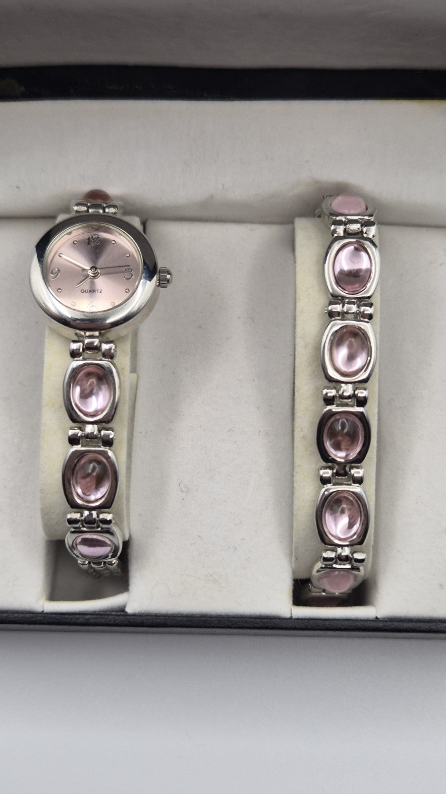 Ladies QUARTZ WRISTWATCH WITH PINK STONE STRAP AND MATCHING BRACELET IN A...22