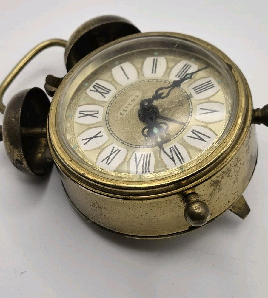 Vintage ESTYMA West German Mini Wind Up Alarm Clock3