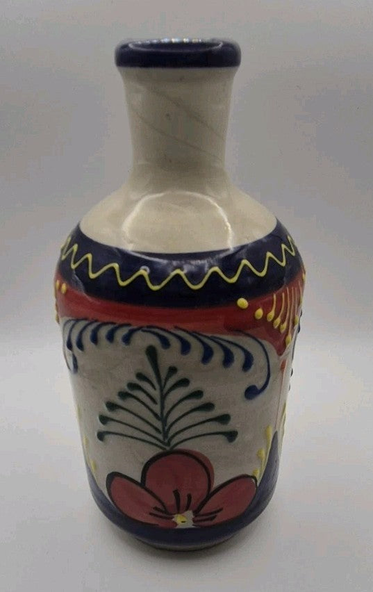 Colourful Pedraza Spain, Studio Pottery Hand Painted Ceramic Bottle0