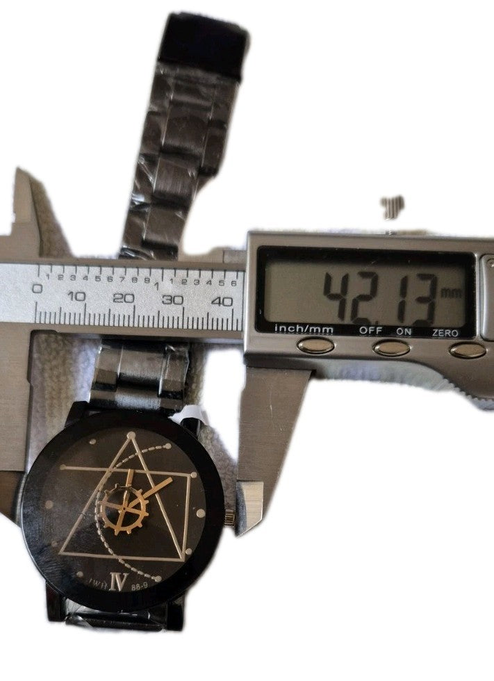Geometric Designed JWH Black/Gold Tone Faceted  Watch13