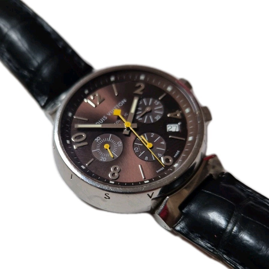 LOUIS VUITTON TAMBOUR CHRONOGRAPH STRAP WATCH. 41MM CASE, COPPER DIAL REFERENCE3
