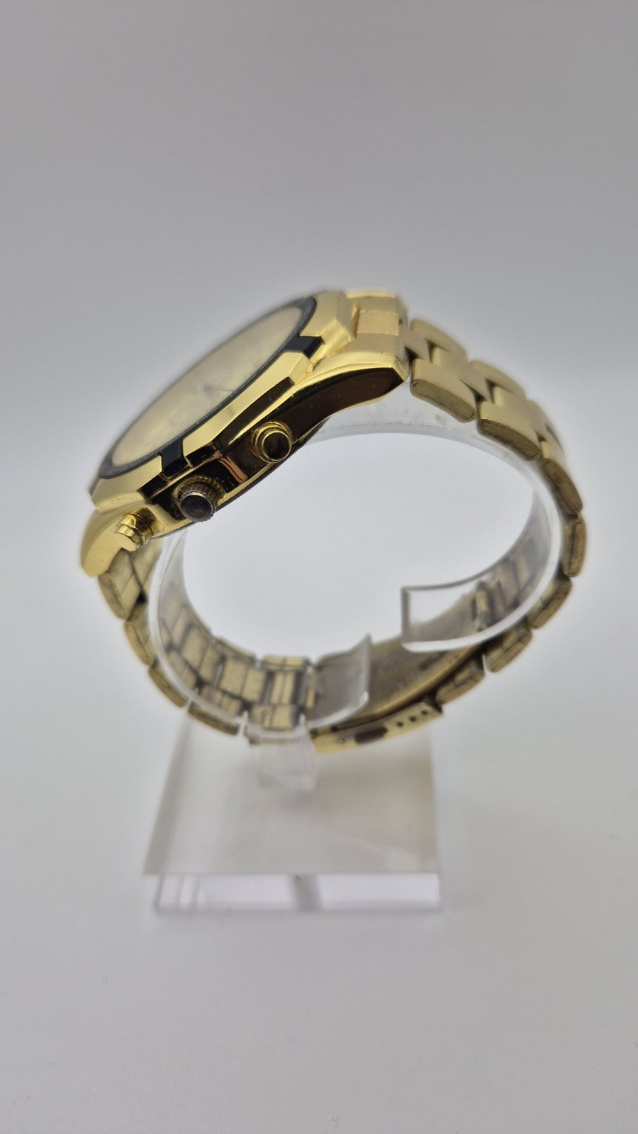 Oruss 1853 men's gold-tone quartz chronograph watch featuring a black tachymetre7
