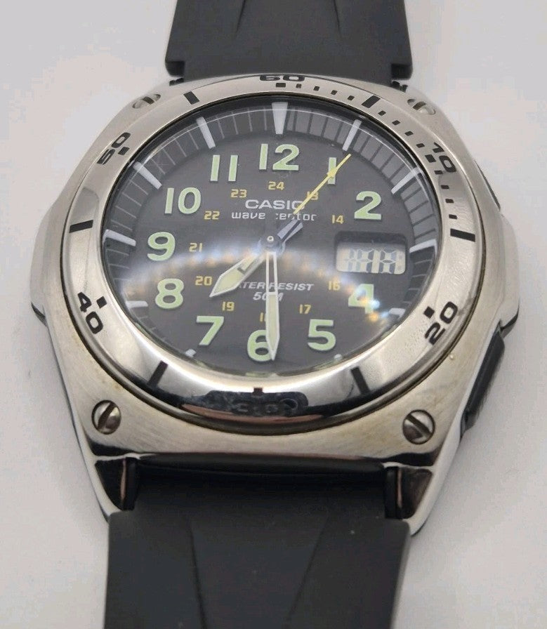 CASIO WAVE CEPTOR Atomic WATCH 4304 WVQ-200HE.Rare Casio Digital Ana digi1