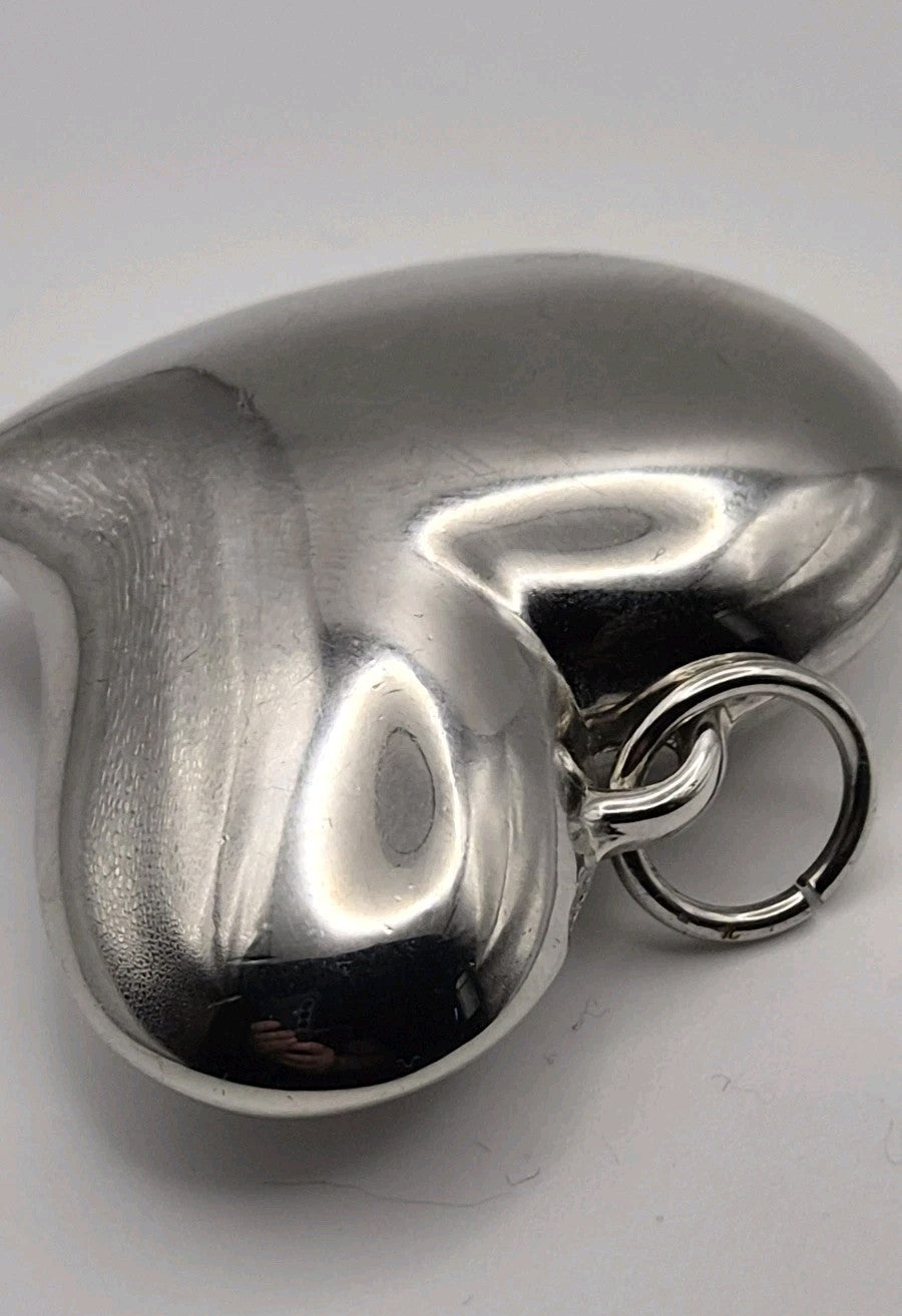 Vintage Silver Puffy Heart Charm Pendant7