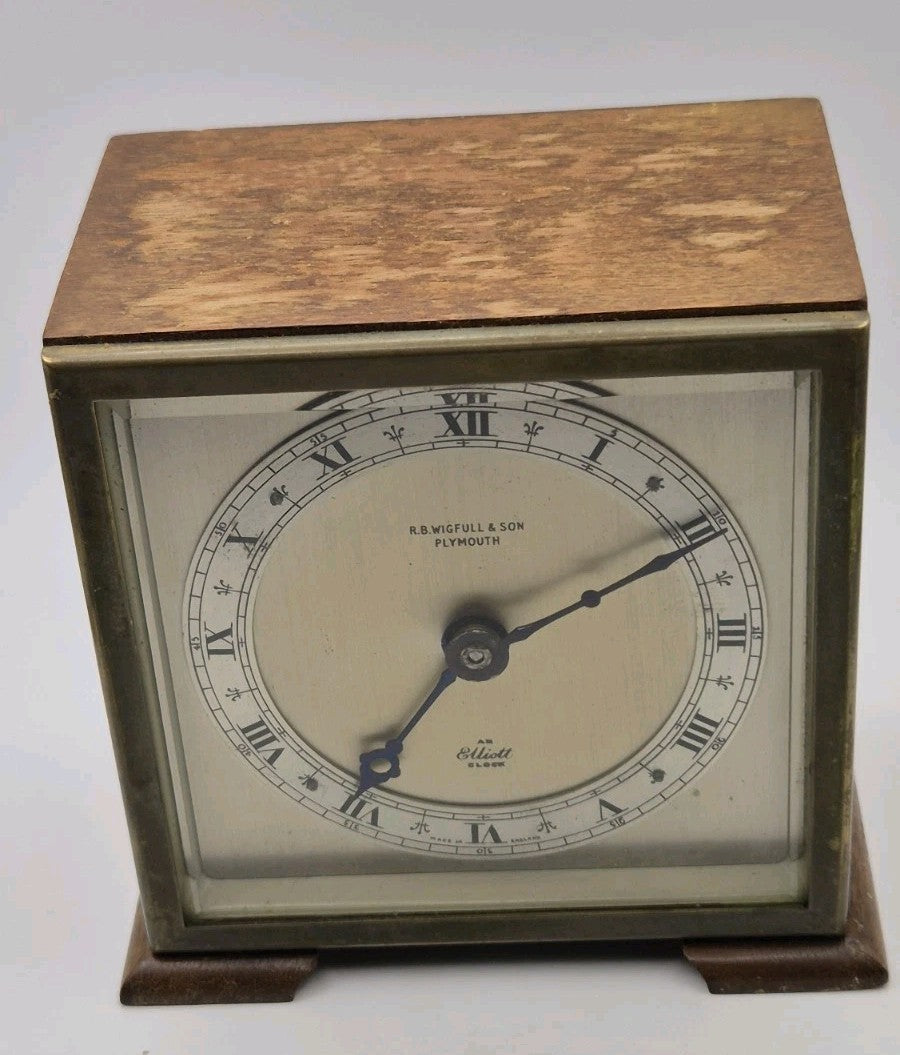 Elliott Of London Wood Cased Mantel Clock In Working Order0
