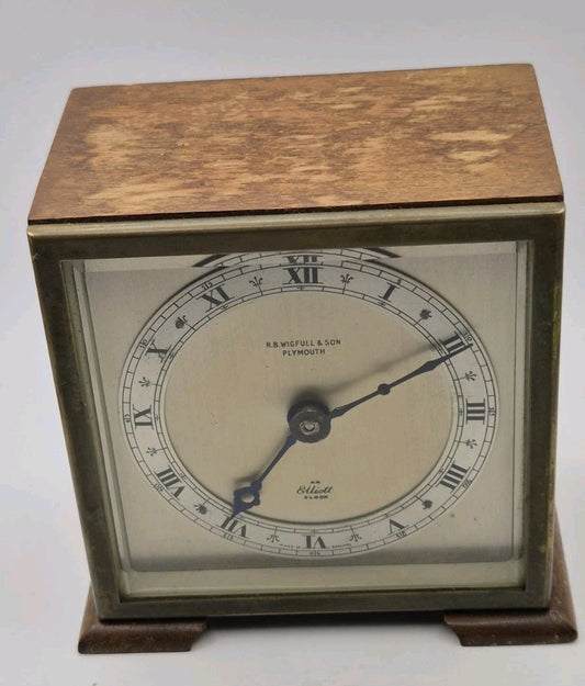 Elliott Of London Wood Cased Mantel Clock In Working Order0