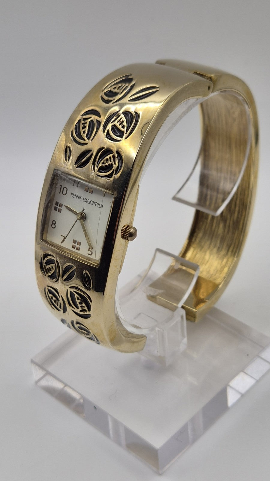 Vintage Ladies  Charles Rennie Mackintosh Gold Tone Enamel Bangle Watch8