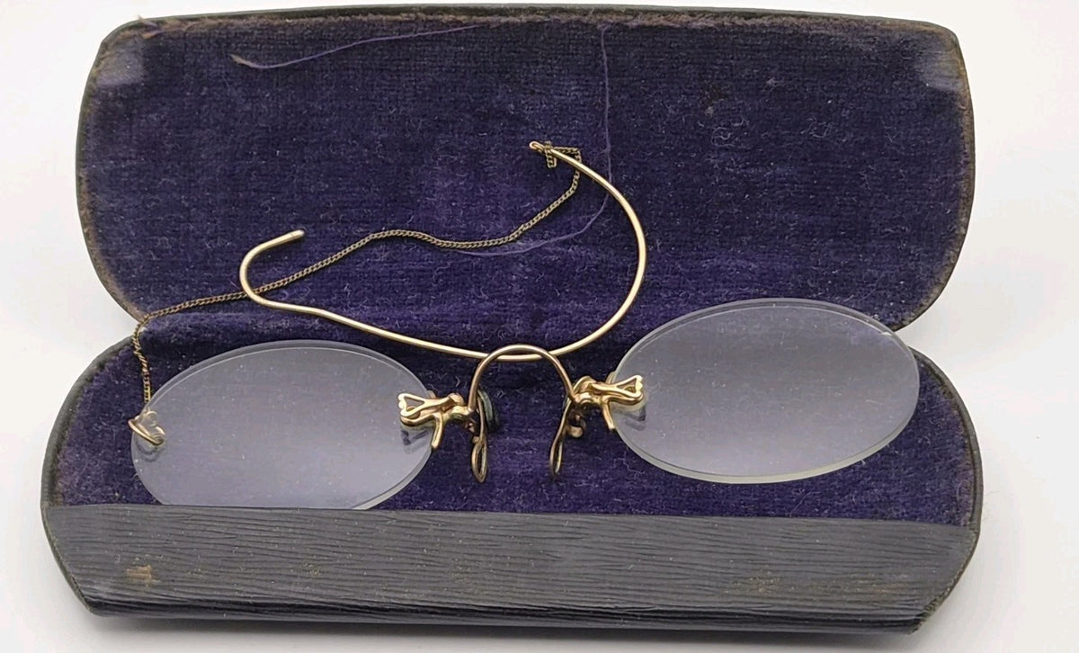 Vintage Glasses Spectacles Pince Nez 1900s Antique Gold Tone0