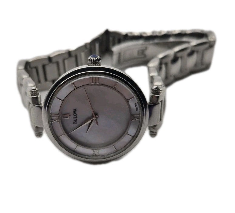 Ladies Bulova Dress Watch 96L185 Pearl Dial Steel 10