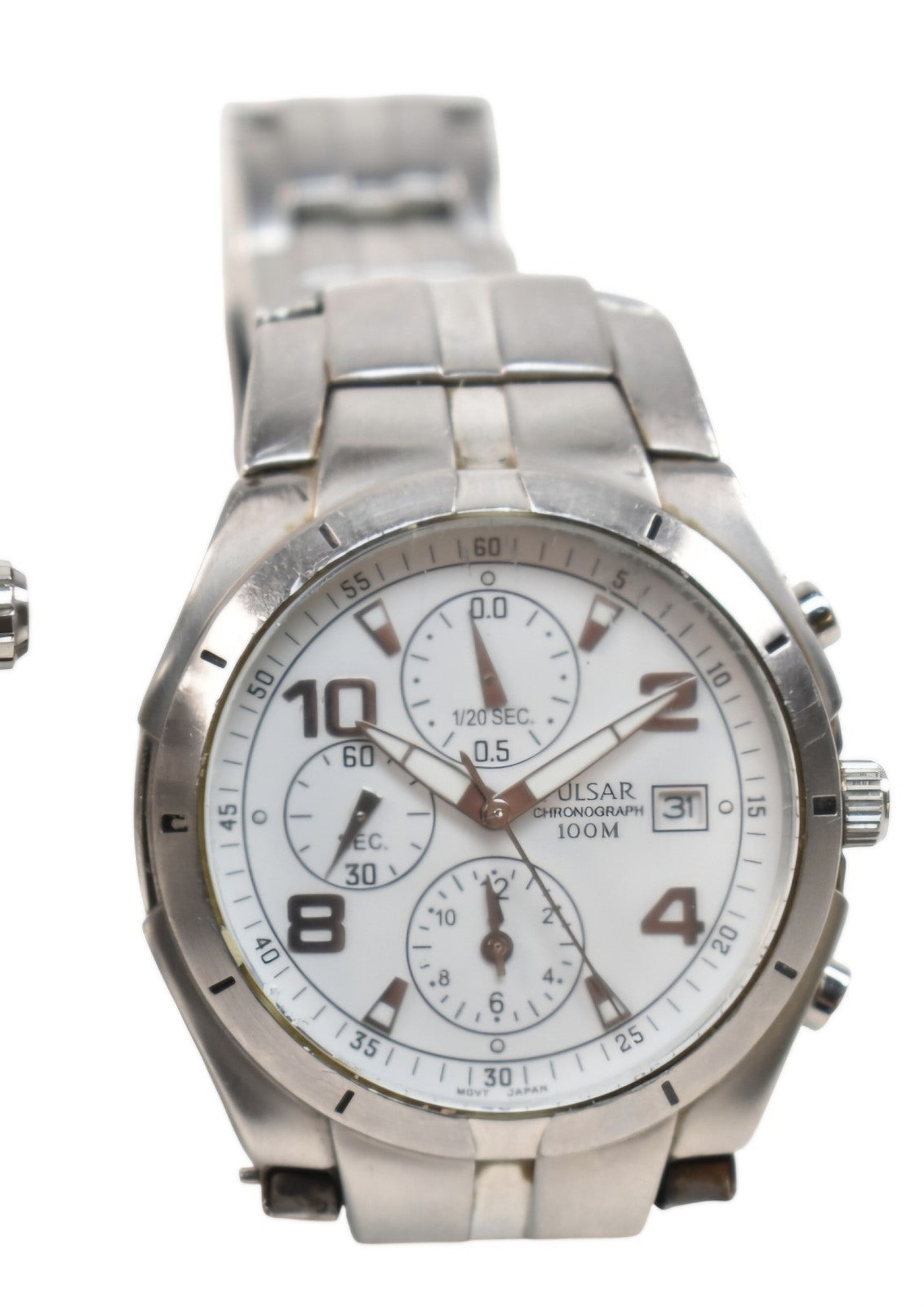 Pulsar Chronograph 100m stainless steel watch3