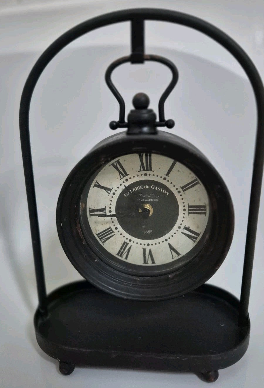 Galerie du Gaston vintage style pocket watch mantel clock featuring a black iron2