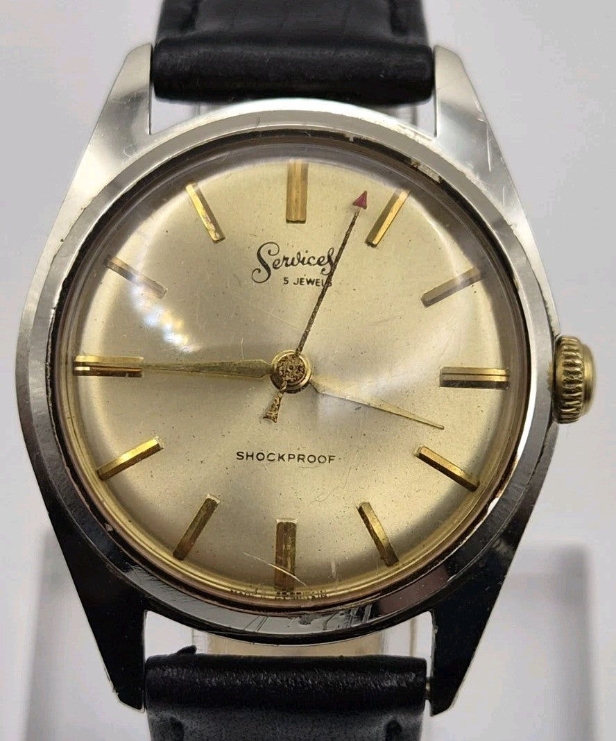 Vintage Services 5 Jewels Shockproof Date Manual Wind Watch 34mm 1960s2