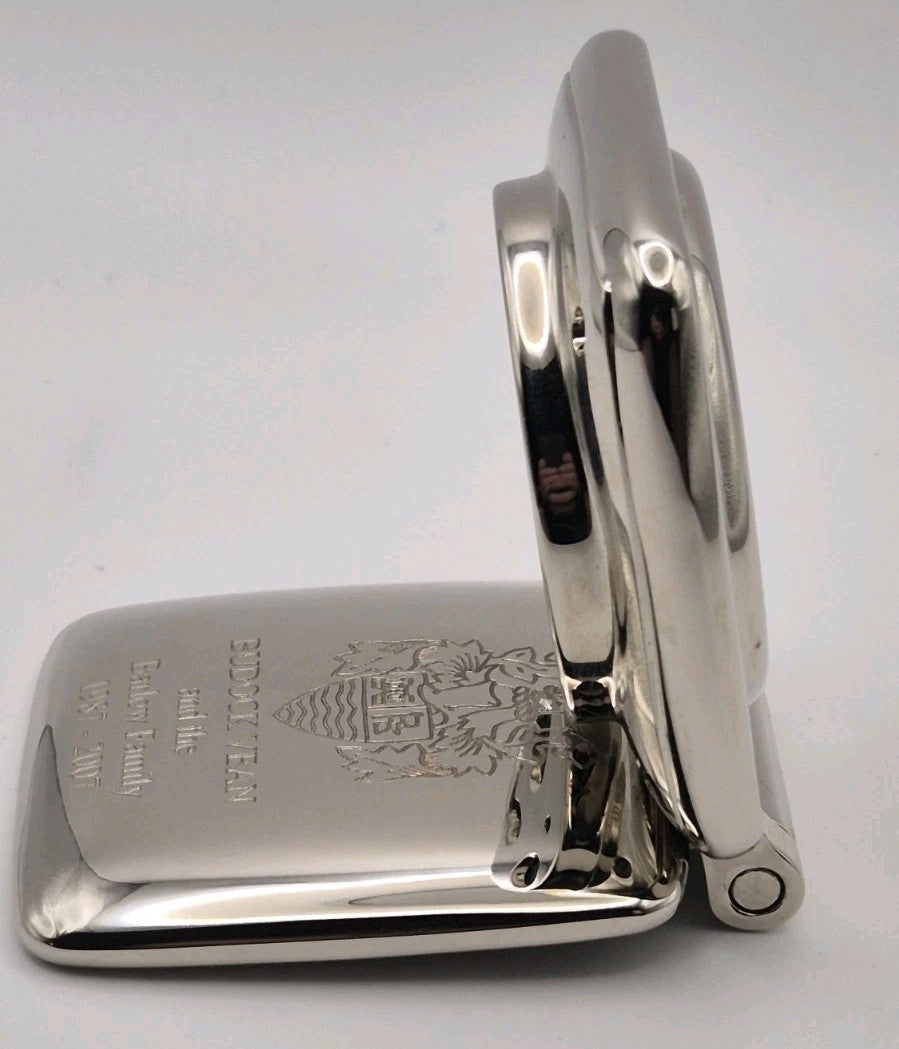 St Justin Analogue Folding Travel Alarm Clock Silver Metal2