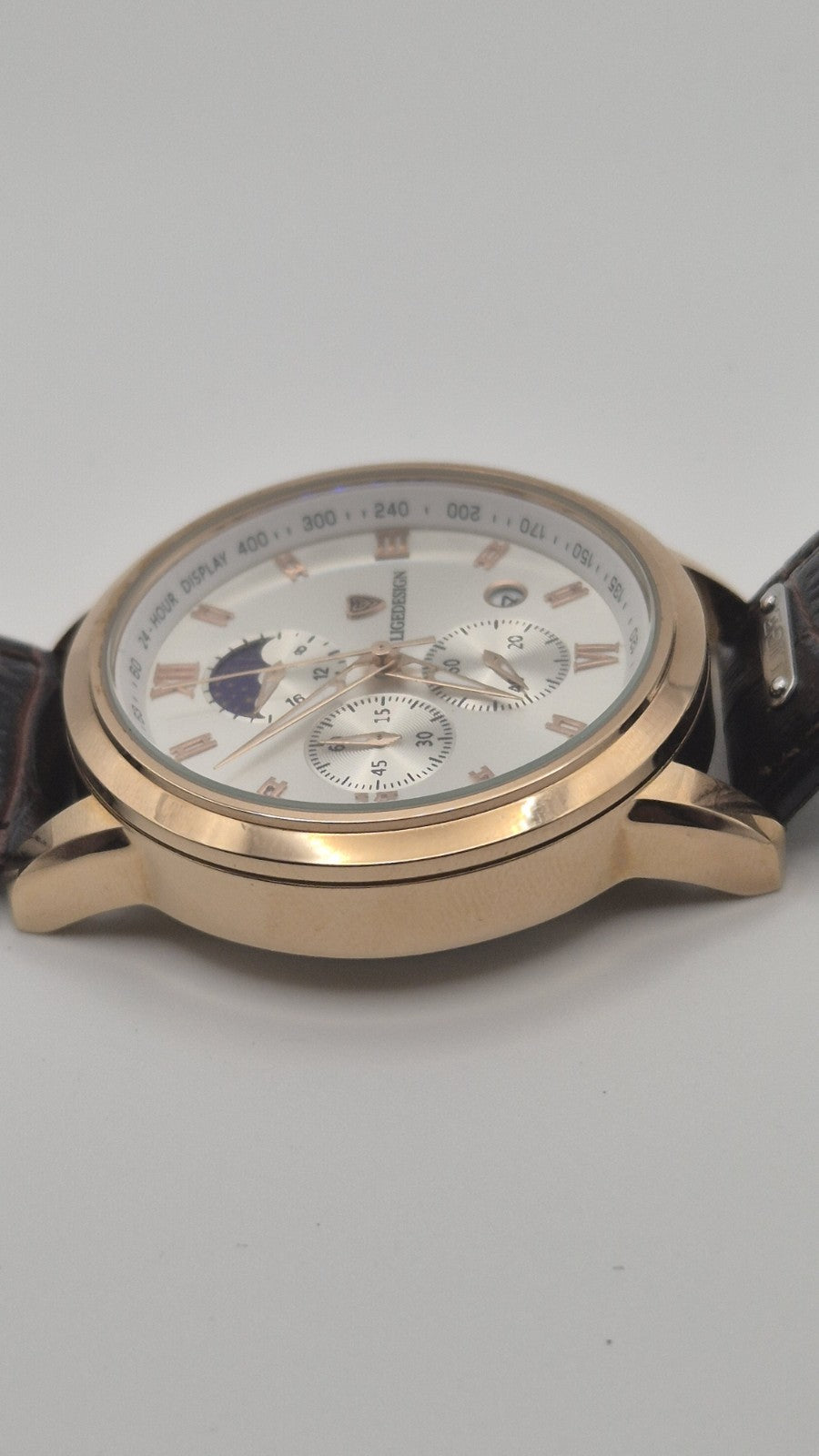 Lige Men's Quartz Watch Multifunction Chronograph Moon Phase Quartz Movement1
