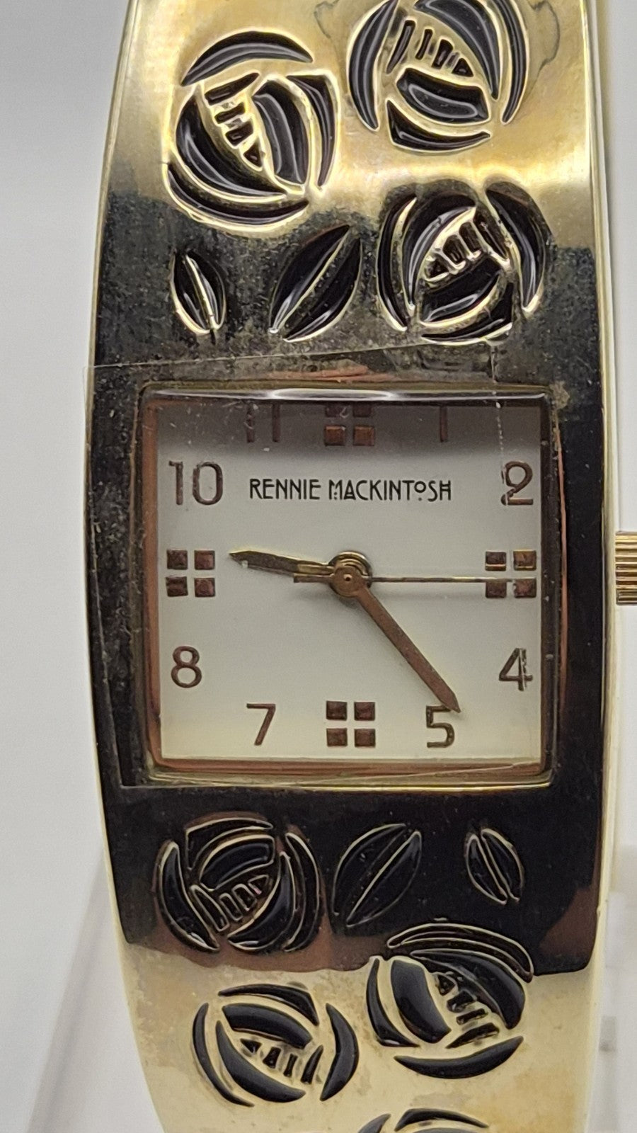Vintage Ladies  Charles Rennie Mackintosh Gold Tone Enamel Bangle Watch4